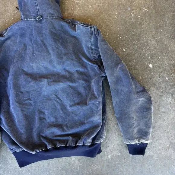 Carhartt Men’s Blue Canvas Hooded Jacket Denim Look USA Mens Size Large 1994 - Picture 10 of 11